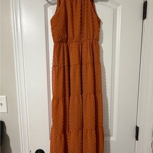 Xtraordinary Textured Orange Maxi Dress